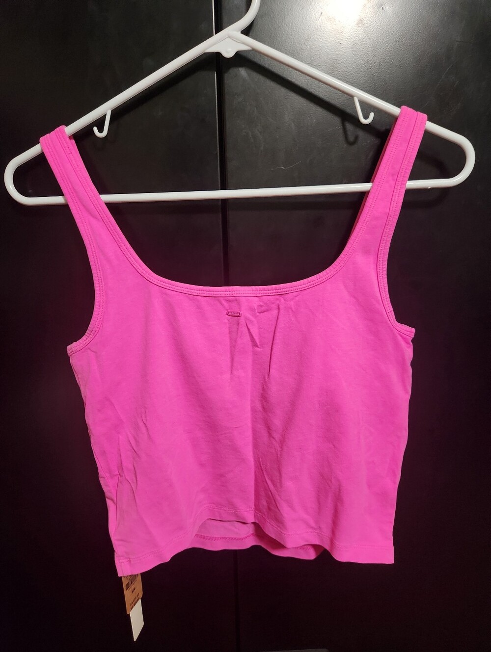 NWT PINK Victoria's Secret Cotton Contour Crop Tank Top Built-In Bra
